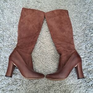 Cole Haan | Chocolate brown sued & heeled leather boots